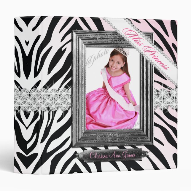 TT-Miss Princess Beauty Pageant Binder Zebra (Front/Spine)