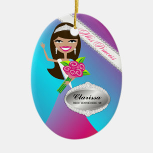 TT-Miss Princess Brunette Custom Photo Ornament