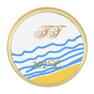 TT Monogram Gold Finish Lapel Pin