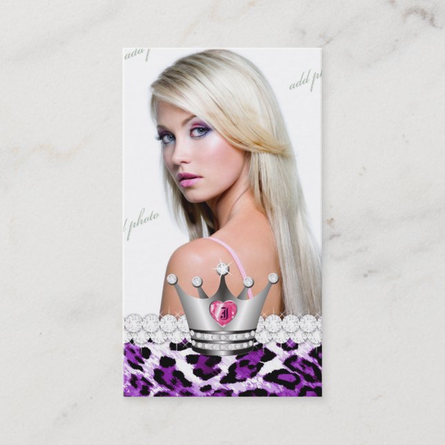 TT-Perfect Princess Purple Leopard Diamonds Business Card (Front)