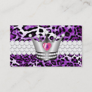 TT Perfect Princess Purple Leopard Faux Silver Business Card