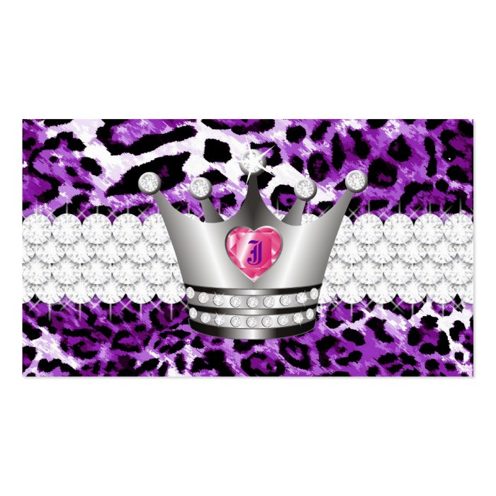 TT Perfect Princess Purple Leopard Faux Silver Business Cards