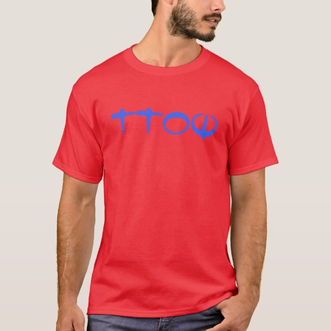 TTOW Blue on Red T-Shirt (Front)