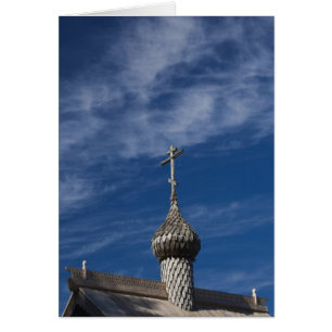 Ttraditional wooden Russian Orthodox church Cards
