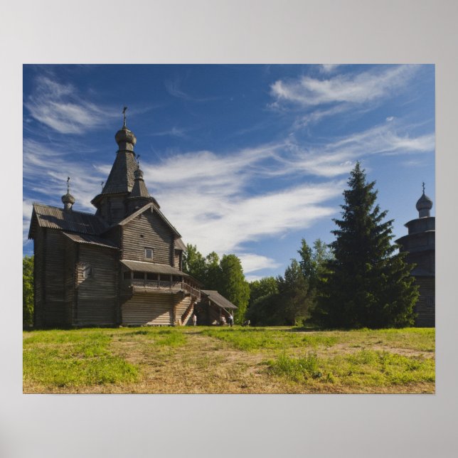 Ttraditional wooden Russian Orthodox church Poster (Front)