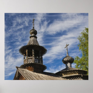 Ttraditional wooden Russian Orthodox church Poster