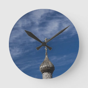 Ttraditional wooden Russian Orthodox church Round Clock