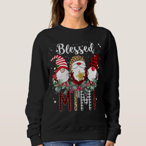 Tu Blessed Mimi Christmas Leopard Buffalo Plaid Gn Sweatshirt
