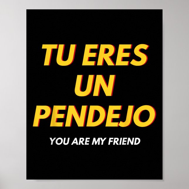 Tu Eres Pendejo Funny Spanish Saying Spanish Gift  Poster (Front)