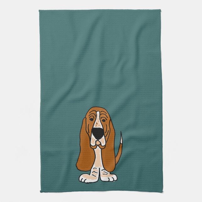 TU- Funny Basset Hound Original Art Towel (Vertical)