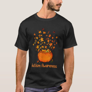 Tu Halloween Pumpkin Ribbon Autism Awareness Costu T-Shirt