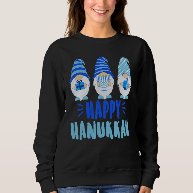 Tu Happy Hanukkah 2022 Gnome Menorah Dreidel Costu Sweatshirt (Front)