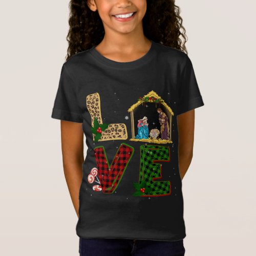 Tu Leopard Plaid Christmas Nativity Costume Christ T_Shirt