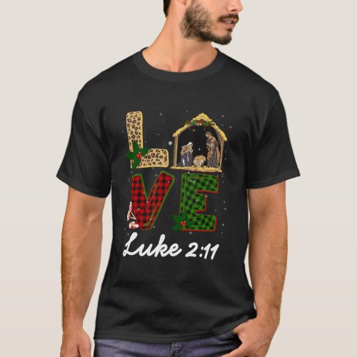 Tu Leopard Plaid Christmas Nativity Costume Christ T_Shirt