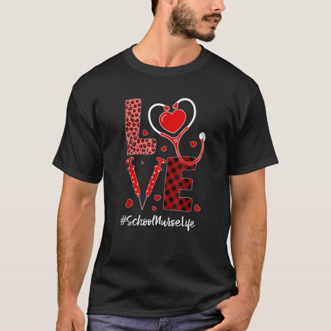 Tu Love Stethoscope Heart School Nurse Valentines  T-Shirt (Front)