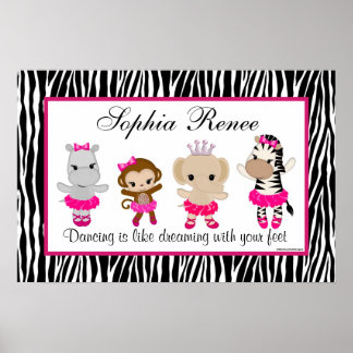 Tu Tu Cute Ballerina Art Print Monkey Zebra