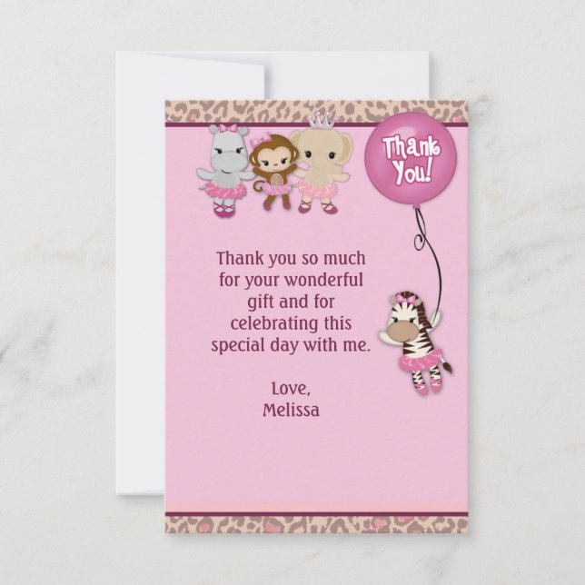 Tu Tu Cute Thank You 3.5"x5" MONKEY GIRL TTC(FLAT) Card (Front)