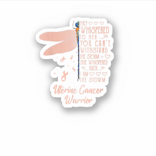Tu Uterine Cancer Awareness Dragonfly Ribbon Costu Sticker (Front)