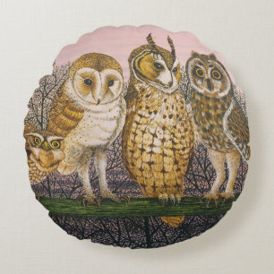 Tu-whit Tu-whooing Round Pillow