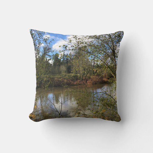 Tualatin River, Oregon Throw Pillow (Front)