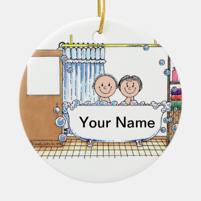 Tub Time, Couple Only Ceramic Ornament (Front)