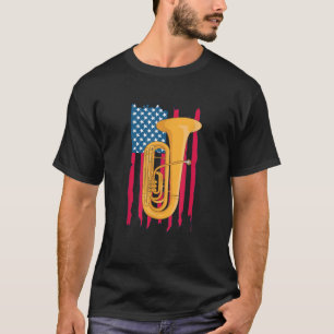 Tuba American Flag Marching Band Tuba Player USA T T-Shirt