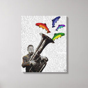 Tuba And Fish Canvas Print