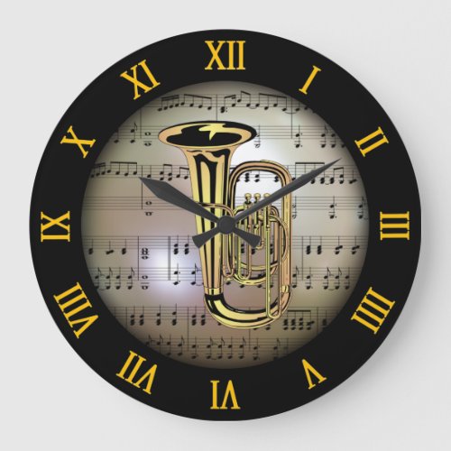 Tuba  Background The Musical Planet   Large Clock