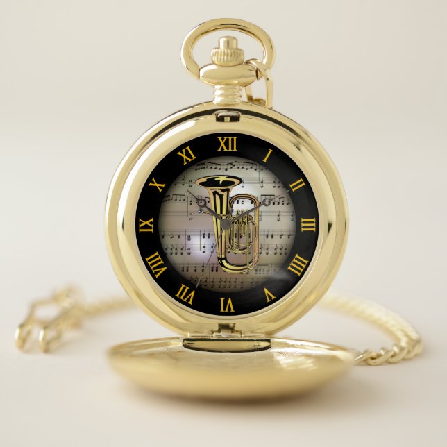Tuba ~ Background “The Musical Planet” * ~ Pocket Watch (Inside)