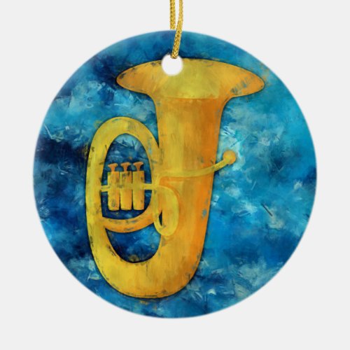 Tuba Blues Music Painting Ceramic Ornament