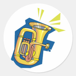 Tuba Brass Instrument Bright Music Band Classic Round Sticker
