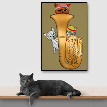 Tuba Cats Poster by colorwash at Zazzle