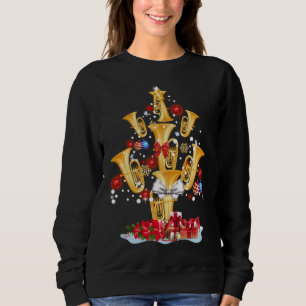 Tuba Christmas Tree Merry Xmas lights gift Sweatshirt