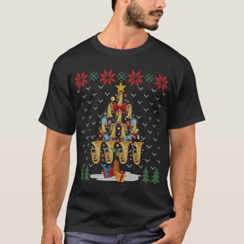 Tuba Christmas Tree Merry Xmas Lights Gift Ugly Xm T_Shirt