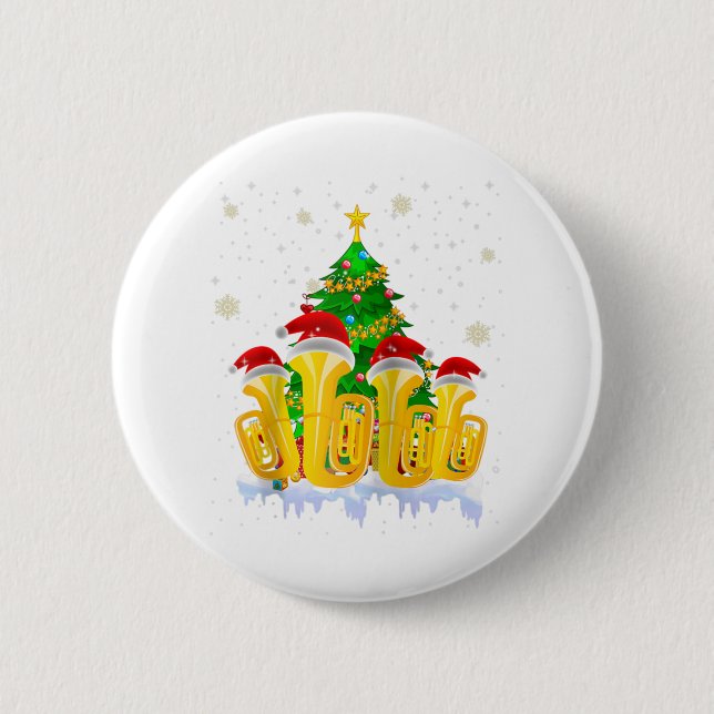 Tuba christmas tree merry xmas lights raglan button (Front)