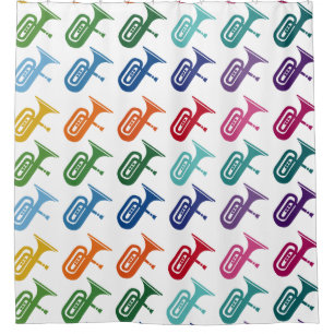 Tuba Colorful Fun Array Music T-Shirt Shower Curtain
