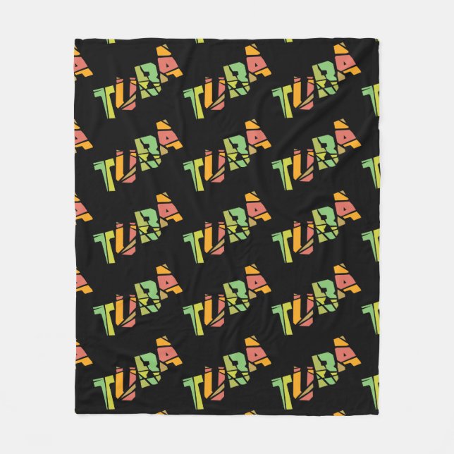 Tuba Cracked Text Fleece Blanket (Front)