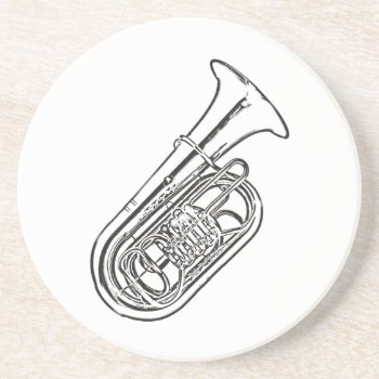 Tuba "drawing" Coaster by Lynnes_creations at Zazzle