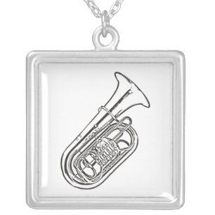 Tuba "Drawing" Silver Plated Necklace