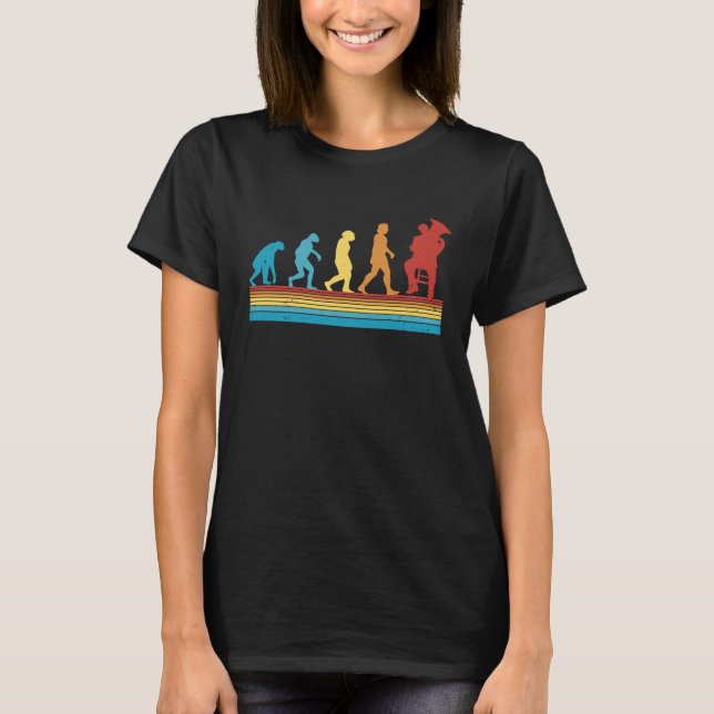 Tuba Evolution Retro Tubist Tuba Player  1 T-Shirt (Front)