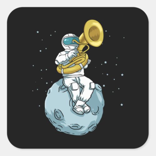 Tuba Gift Astronaut Marching Band Music Sousaphone Square Sticker