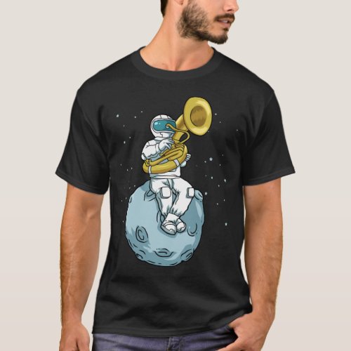 Tuba Gift Astronaut Marching Band Music Sousaphone T_Shirt