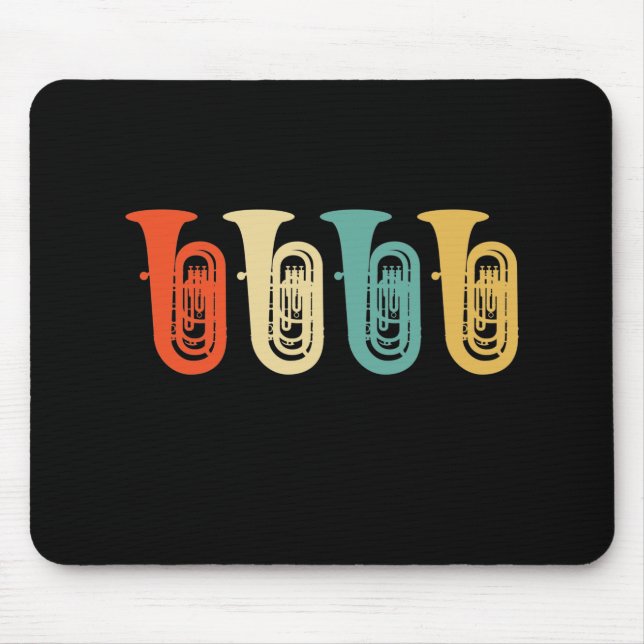 Tuba gift, retro tuba player, orchestra mouse pad (Front)