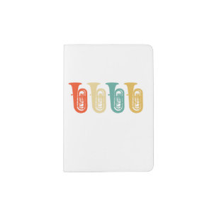 Tuba gift, retro tuba player, orchestra passport holder