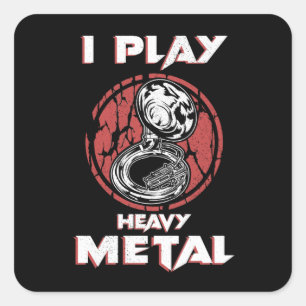 Tuba Gifts Heavy Metal Marching Band Sousaphone Square Sticker