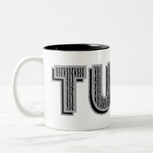 Tuba Gray Patterned Text Two-Tone Coffee Mug