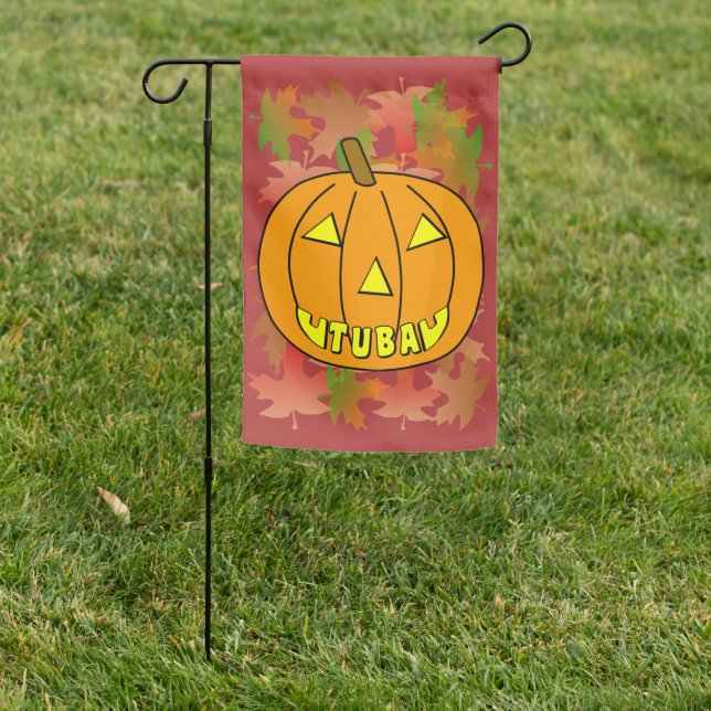 Tuba Halloween Pumpkin Garden Flag (In SItu)