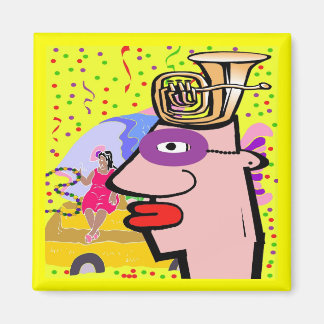 Tuba Head Masked For Mardi Gras Magnet