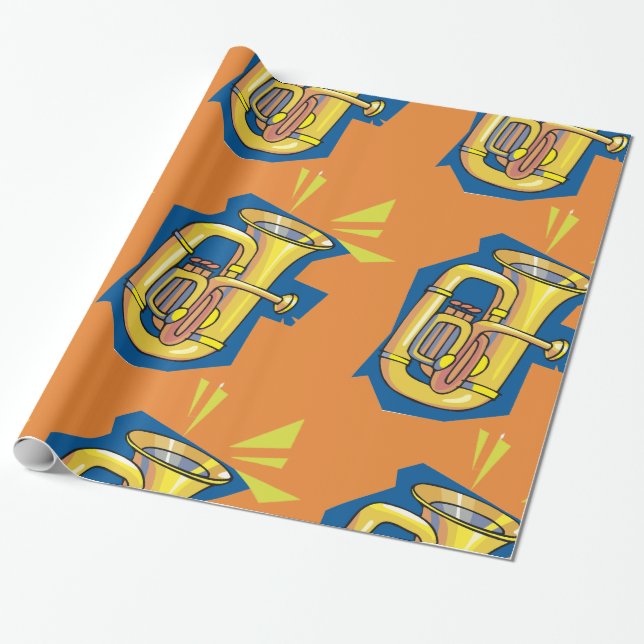 Tuba Instrument Glossy Wrapping Paper (Unrolled)