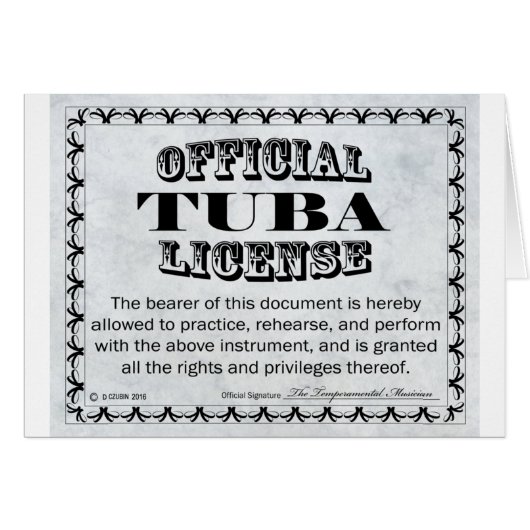Tuba License (Front Horizontal)